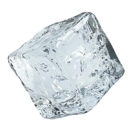 Clear glass cube on a white background -MADCoffee