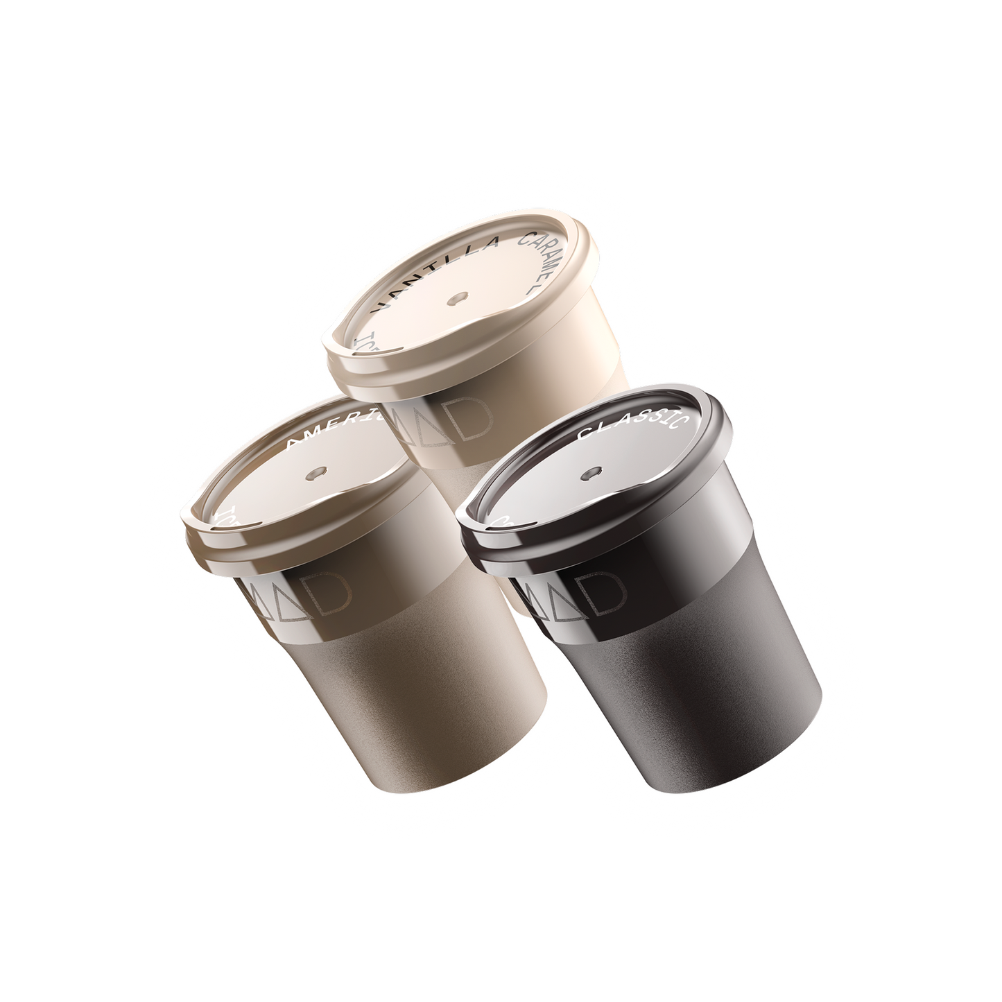 Three cylindrical Mad coffee