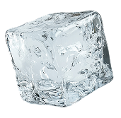 Clear ice cube on a white background
